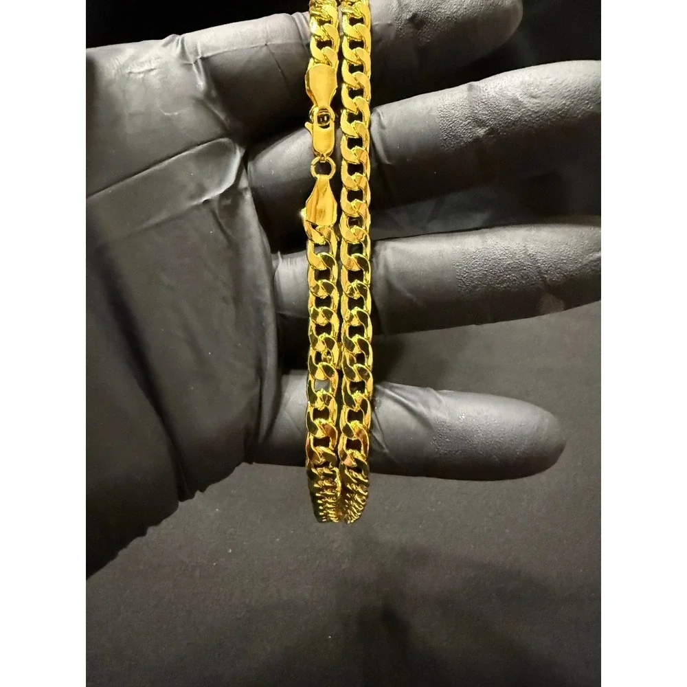 cuban chain necklace 18k gold filled 26 inch 6mm